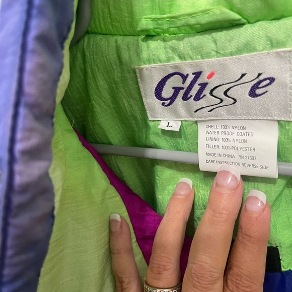 Retro Green and Purple Ski Jacket with Insulation - Picture 5 of 13